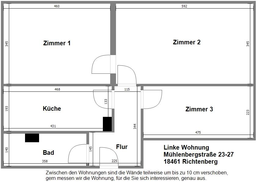Etagenwohnung Franzburg - 3 Zimmer, 66 m&sup2;, 398&euro; | Angebot:17968854