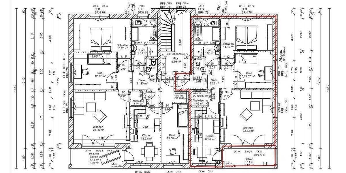Etagenwohnung Stralsund Tribseer - 3 Zimmer, 90 m&sup2;, 1.170&euro; | Angebot:26105552