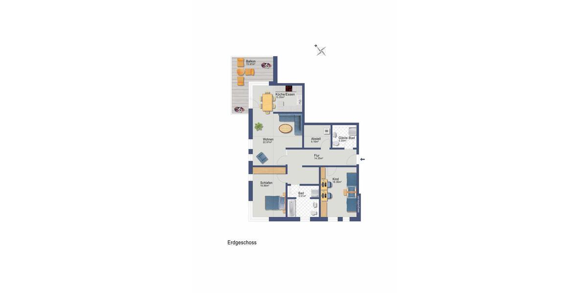 Erdgeschoßwohnung Stralsund Knieper - 3 Zimmer, 115 m&sup2;, 2.070&euro; | Angebot:25755805