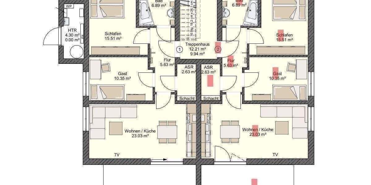 Terrassenwohnung Stralsund Andershof - 3 Zimmer, 74 m&sup2;, 1.184&euro; | Angebot:26683773