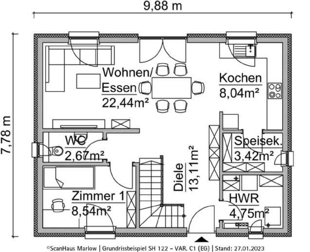 Einfamilienhaus Velgast - 5 Zimmer, 119 m&sup2;, 367.649&euro; | Angebot:25671862