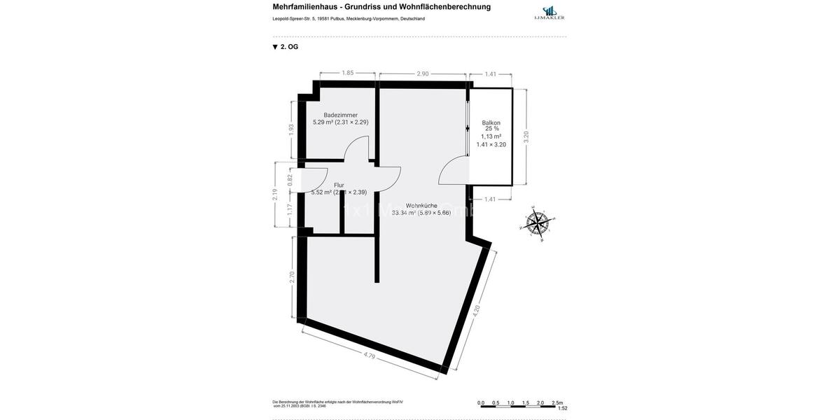 Etagenwohnung Putbus - 1.5 Zimmer, 45 m&sup2;, 540&euro; | Angebot:26546400