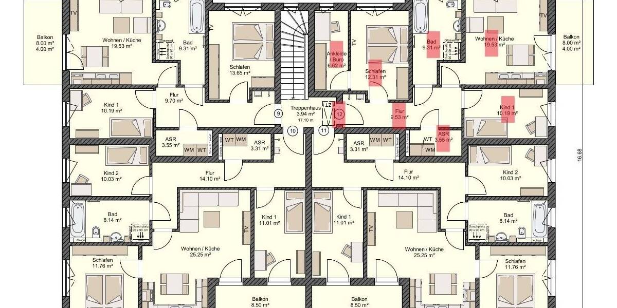 Etagenwohnung Stralsund Tribseer - 3 Zimmer, 75 m&sup2;, 1.050&euro; | Angebot:25957269