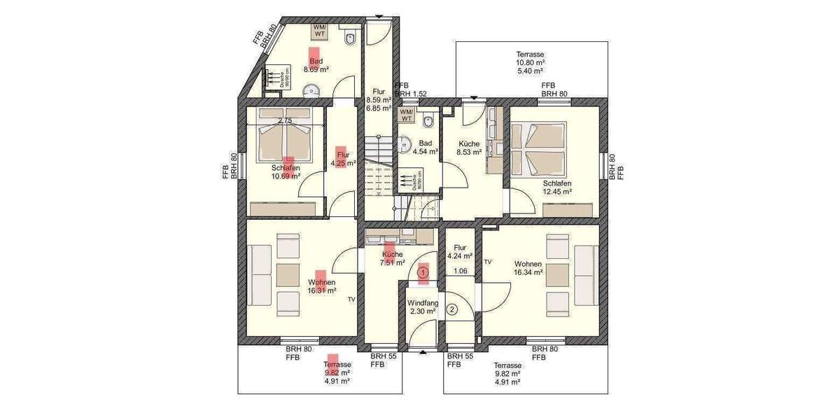 Terrassenwohnung Samtens - 2 Zimmer, 52 m&sup2;, 399&euro; | Angebot:26092186