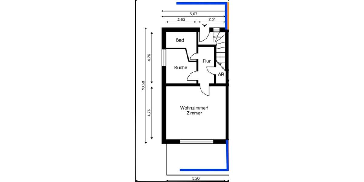 Erdgeschoßwohnung Bergen auf Rügen - 1 Zimmer, 52 m&sup2;, 420&euro; | Angebot:26006184